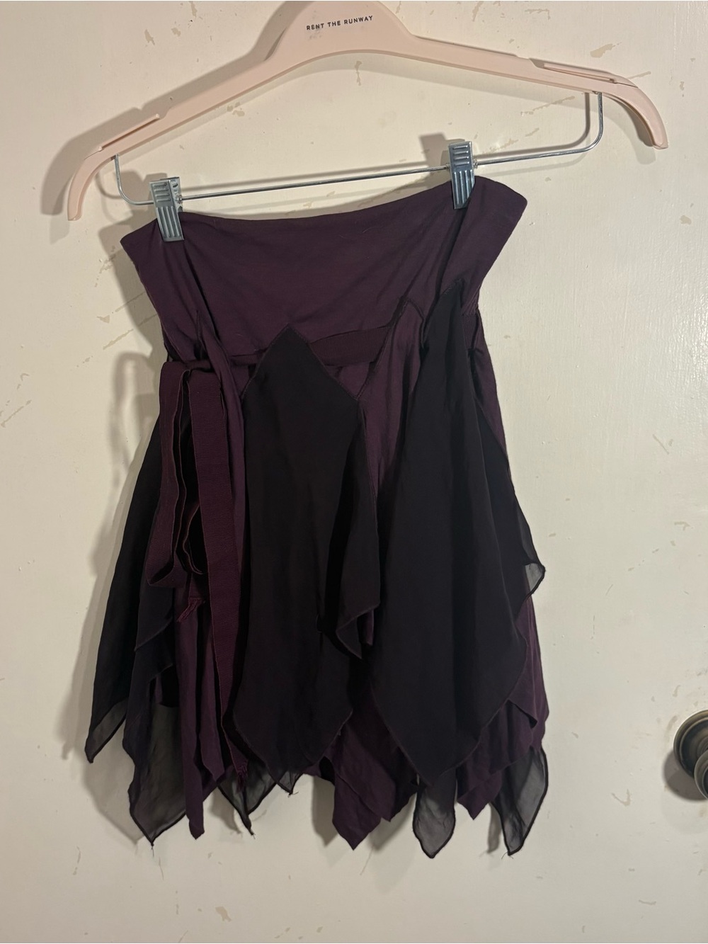Amen Olmar y Mirta Eggplant Layered Fairy Mini Skirt